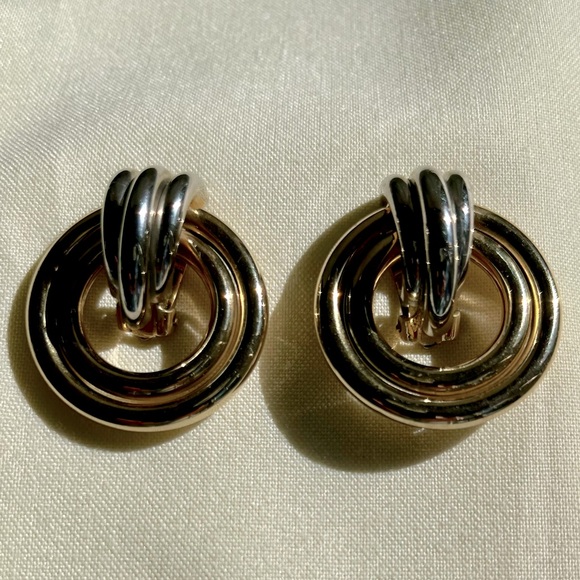 Gold and Silver Door Knocker Earrings - Picture 3 of 16